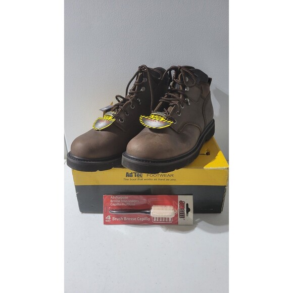 Ad Tech Men’s Steel Toe Work Boots-Oil&slip Resistant -Brown Leather Size 12W main image 4